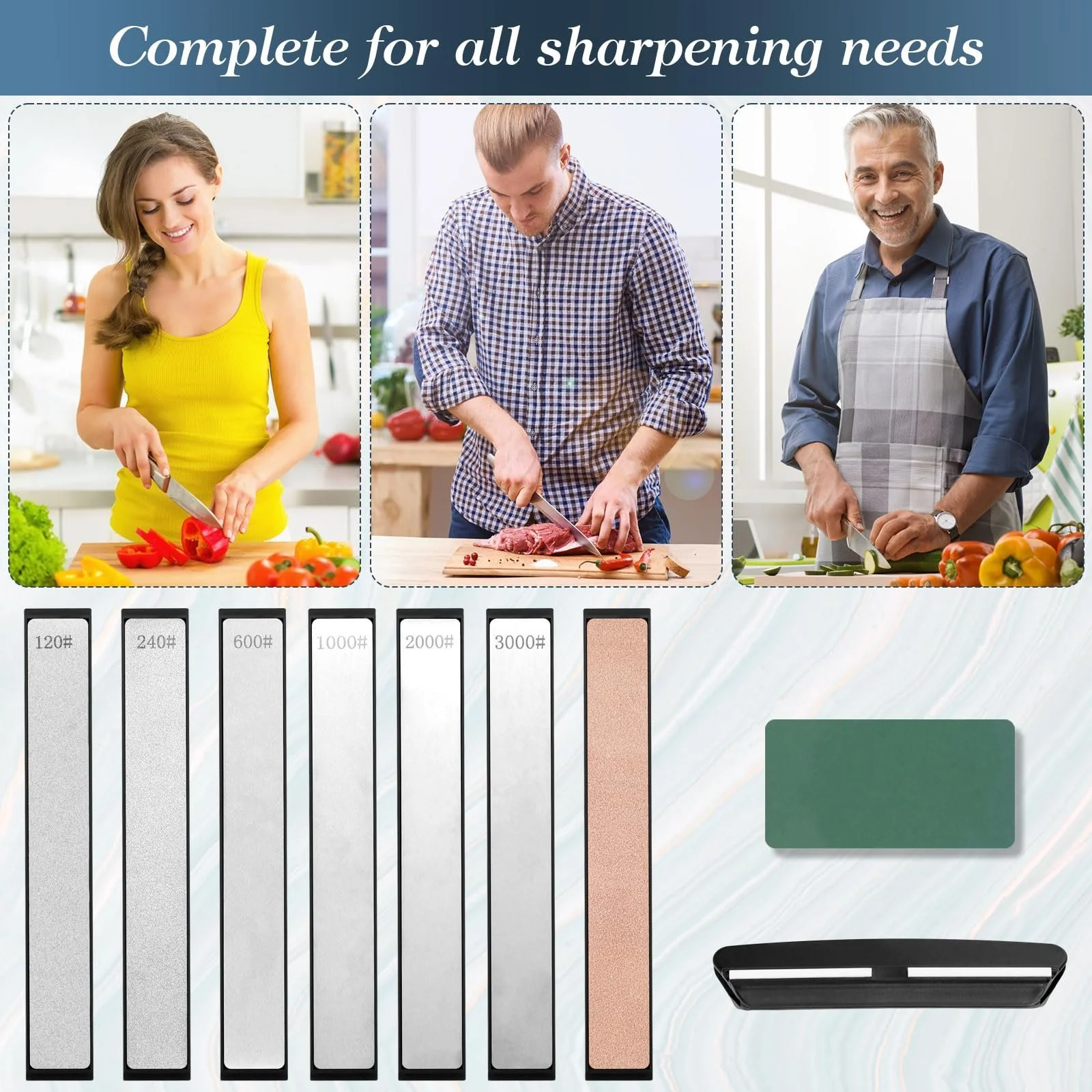 Набір алмазних точильних каменів 10 штук 120-3000 Grit з основою та аксесуарами, фото №3