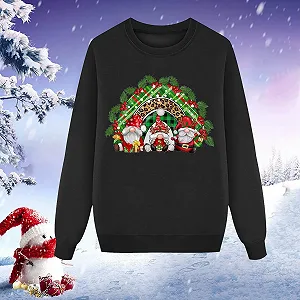 Рождественский свитер Eauptffy, семейный набор, рождественский свитер для пар, семейный свитер, рождественский свитер с круглым вырезом, унисекс, зимний свитер, рождественская футболка с принтом елки synthetic.ua - Фото 1