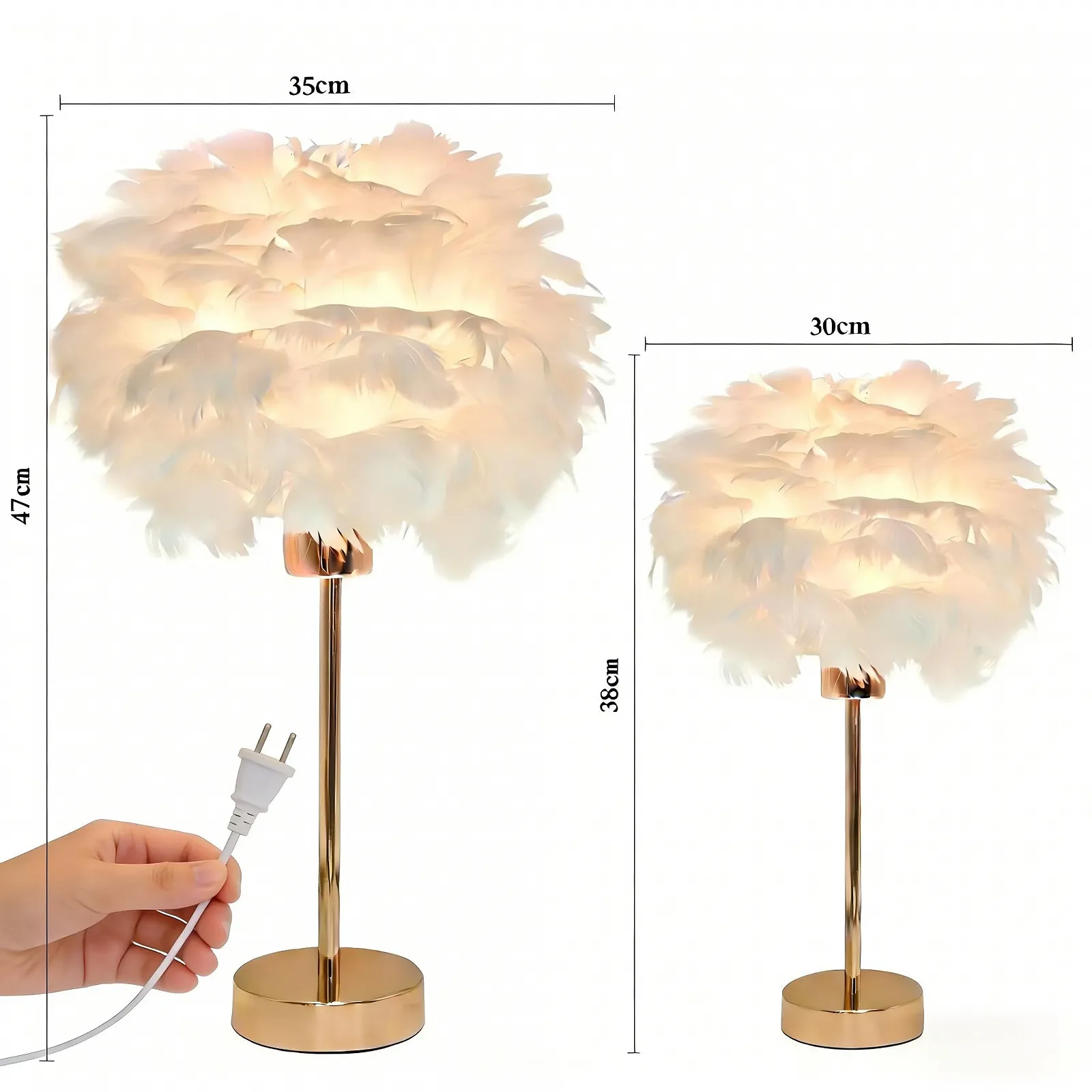 Настольная лампа BTLINK Feather E27 10 Вт 30 см Белая, фото №5