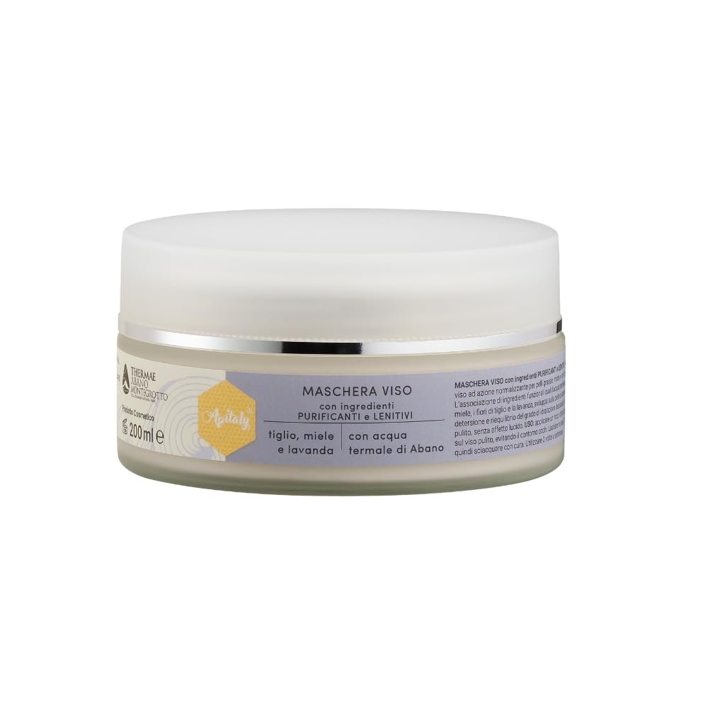 Маска для лица Apitaly Purifying and Soothing 200 мл - Очищающая маска для лица с каолином, медом, лавандой и термальной водой - Для жирной, проблемной и комбинированной кожи - Мягкий уход для матовой кожи лица, фото №1