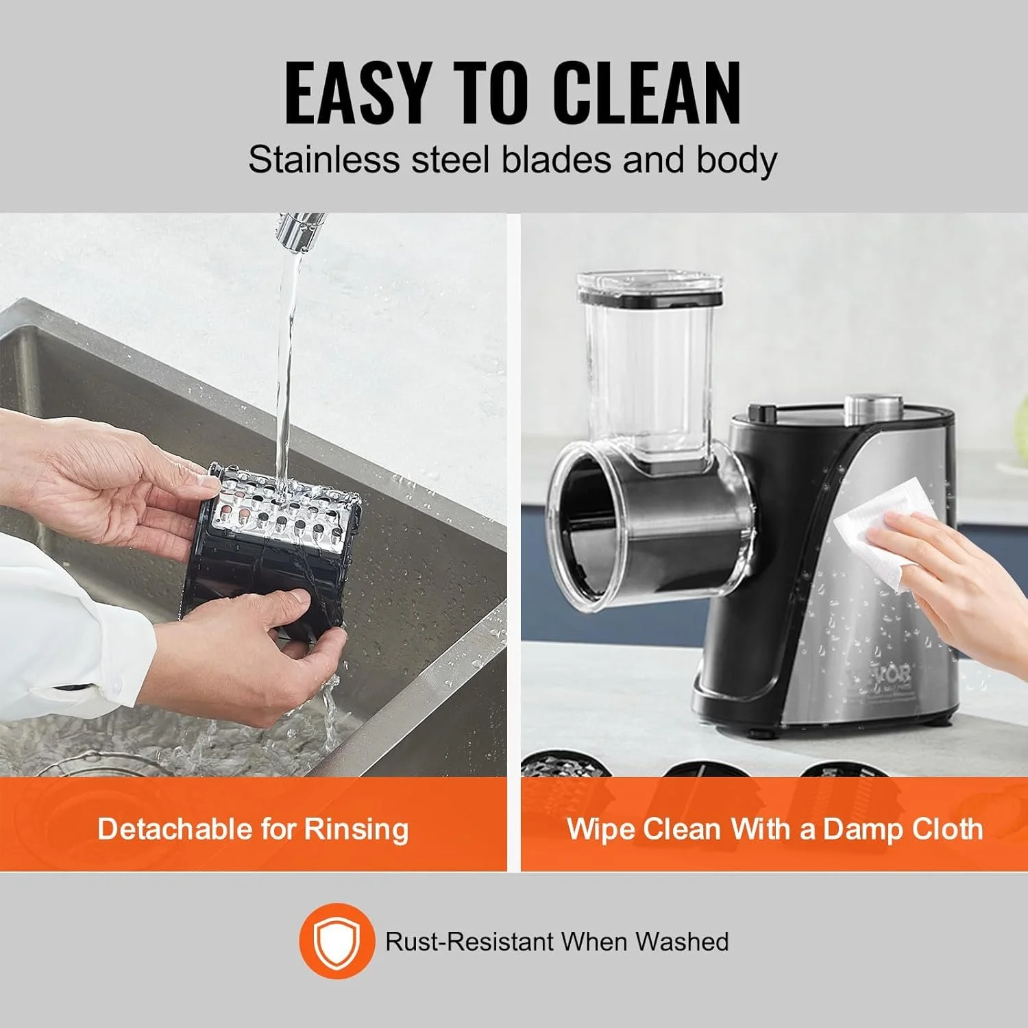 Електрична тертка VEVOR VS1J-S / 250 Вт / 5 насадок / функція овочерізки / Срібляста, фото №5 Електрична тертка VEVOR VS1J-S / 250 Вт / 5 насадок / функція овочерізки / Срібляста, фото №5