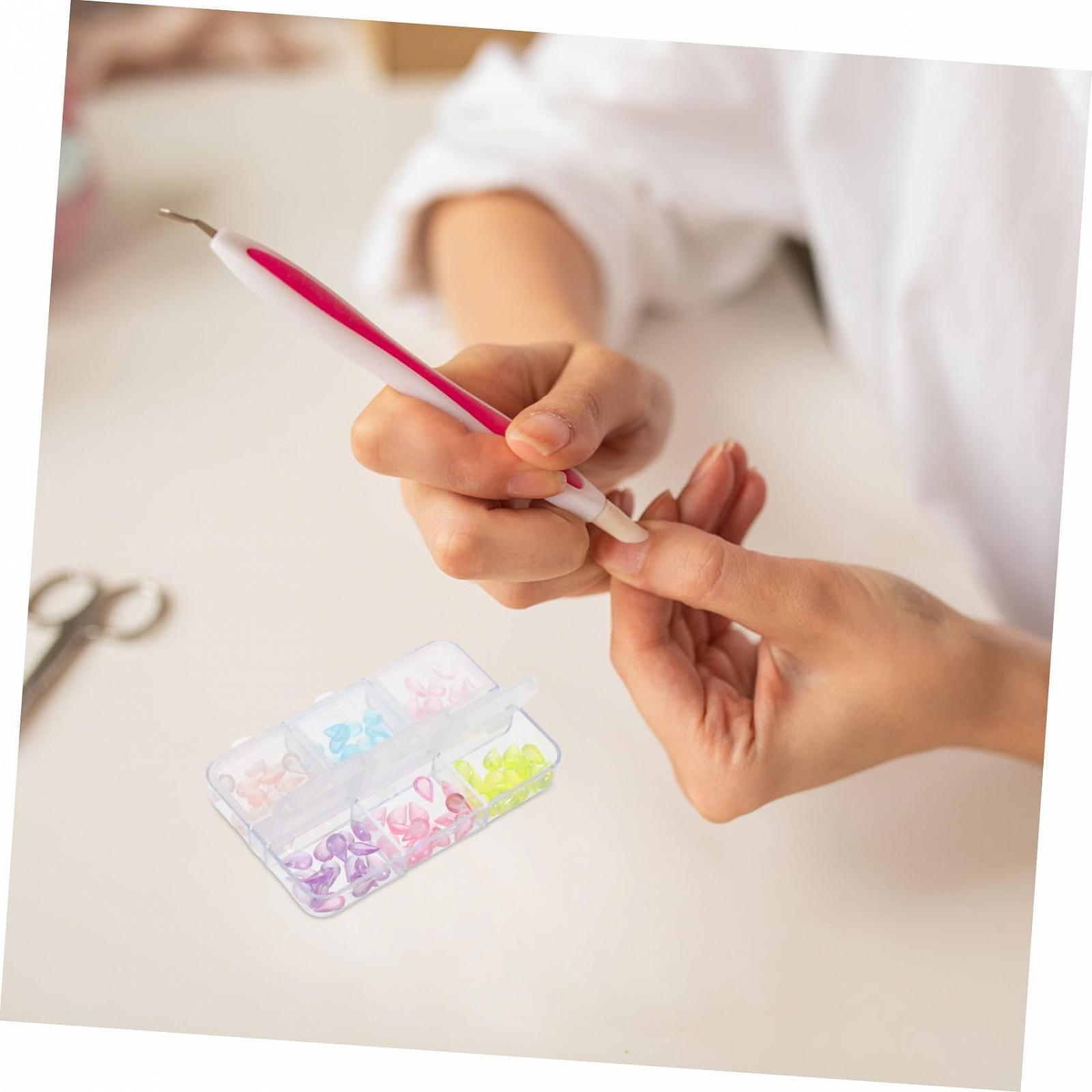 Стрази для нігтів, різнокольорові коштовні камені у формі крапель води для манікюру, компактна коробка для зберігання, фото №8