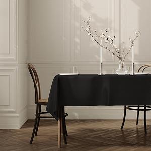 Скатертина Home Direct тканинна прямокутна чорна 100 x 140 см 39 x 55 дюймів synthetic.ua - Фото 1