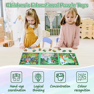 Магнитный пазл Животные 3-в-1 122 детали (25-30-42 элемента) synthetic.ua - Фото 1