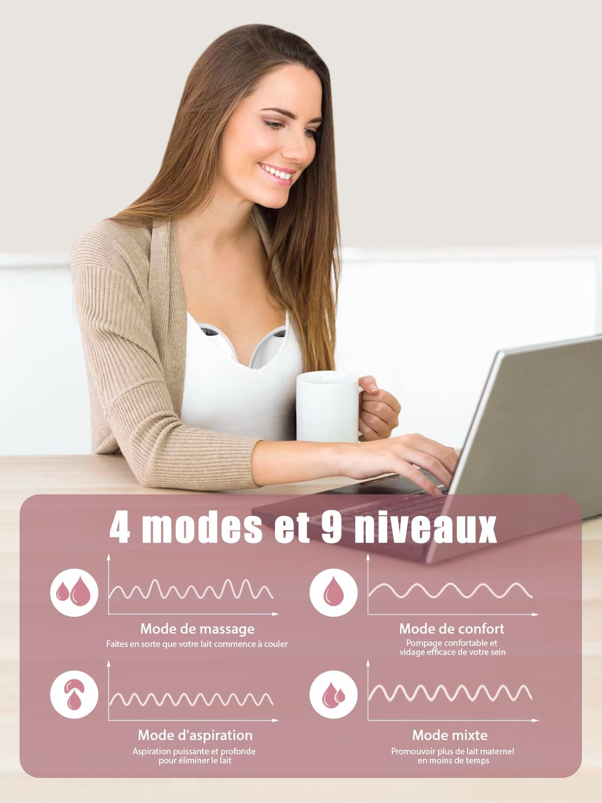 Молокоотсос электрический Lulia LU05, 4 режима и 9 уровней, портативный, сильное всасывание, без BPA, двойной молокоотсос с 17/19/21/24 мм комфортным фланцем (2 шт.), фото №3 Молокоотсос электрический Lulia LU05, 4 режима и 9 уровней, портативный, сильное всасывание, без BPA, двойной молокоотсос с 17/19/21/24 мм комфортным фланцем (2 шт.), фото №3