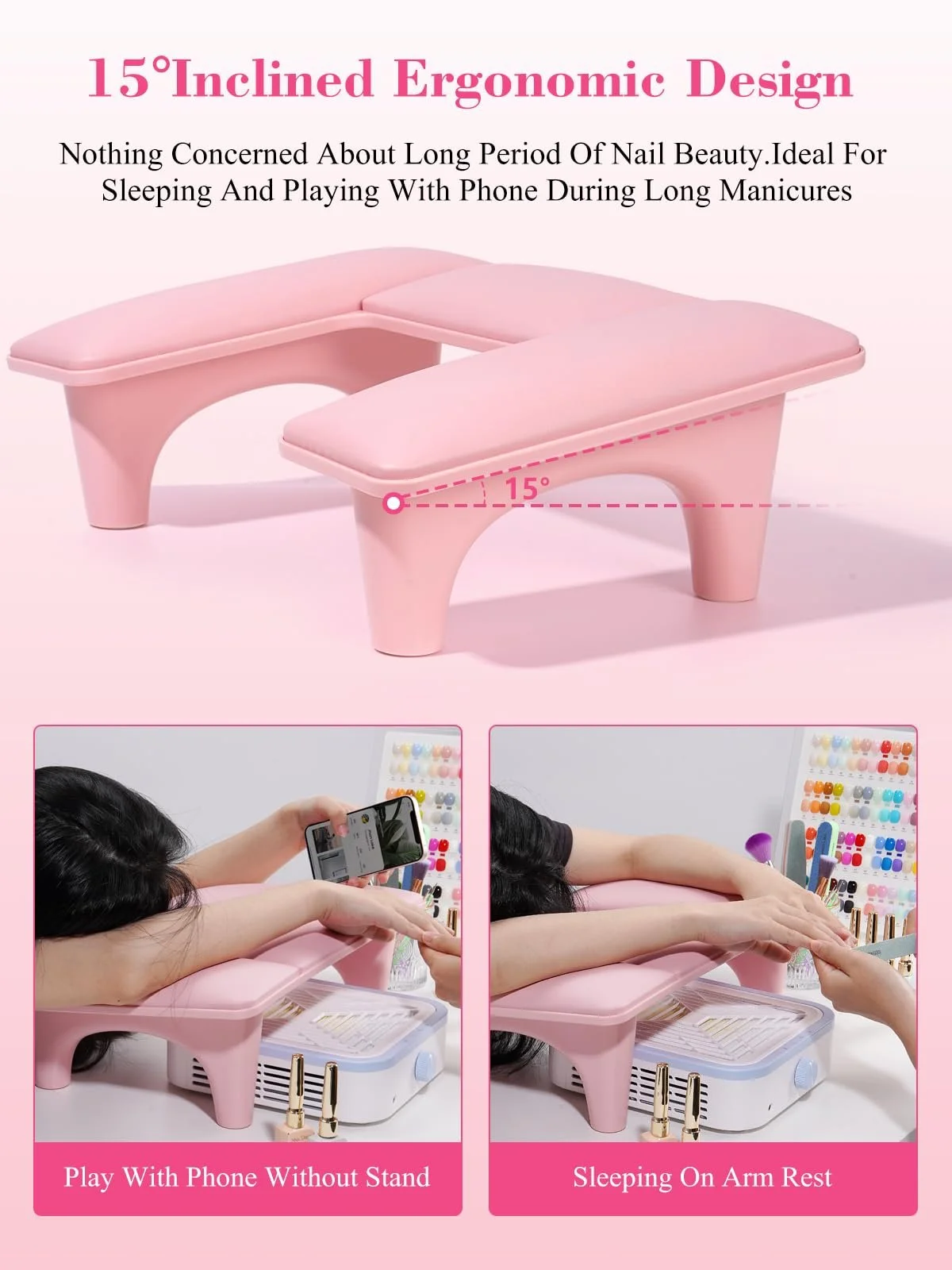 Підставка для рук U-подібна Yokilly для манікюрного столу рожевого кольору, фото №5