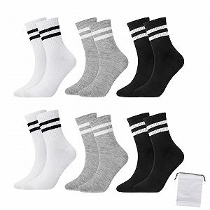 Теннисные носки Без бренда Полосатые 39-42 Черный, Белый, Серый, Белый - Фото 1