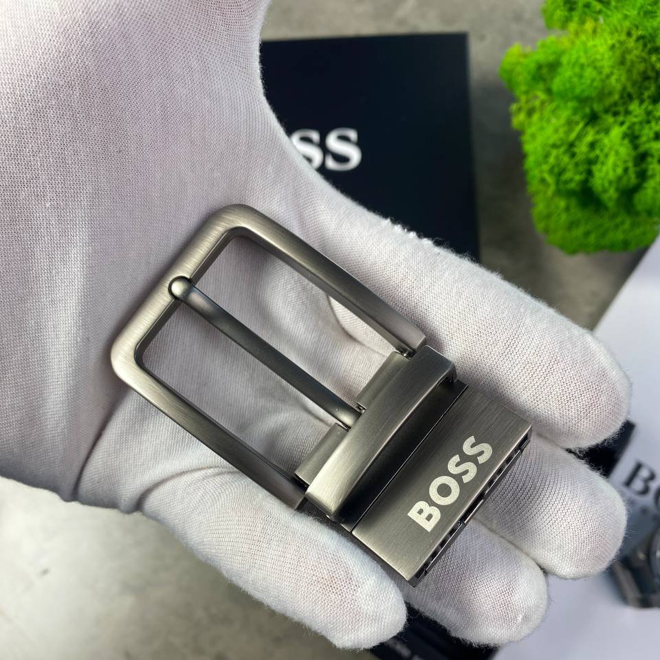 Чоловічий ремінь BOSS брендовий набір шкіряний пояс і дві змінні пряжки, фото №5 Чоловічий ремінь BOSS брендовий набір шкіряний пояс і дві змінні пряжки, фото №5