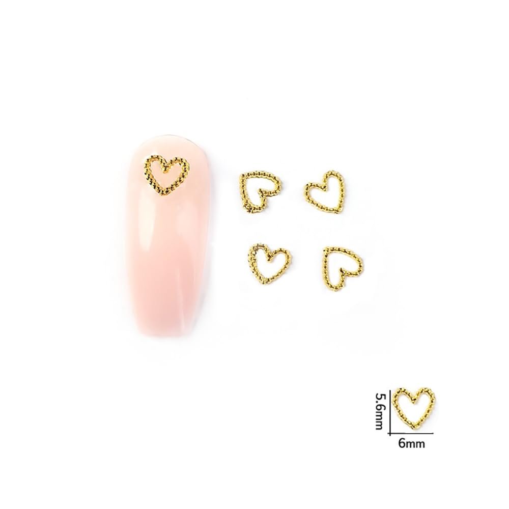 Прикраса для нігтів Серце Золото Метал 3D 50 шт, фото №2