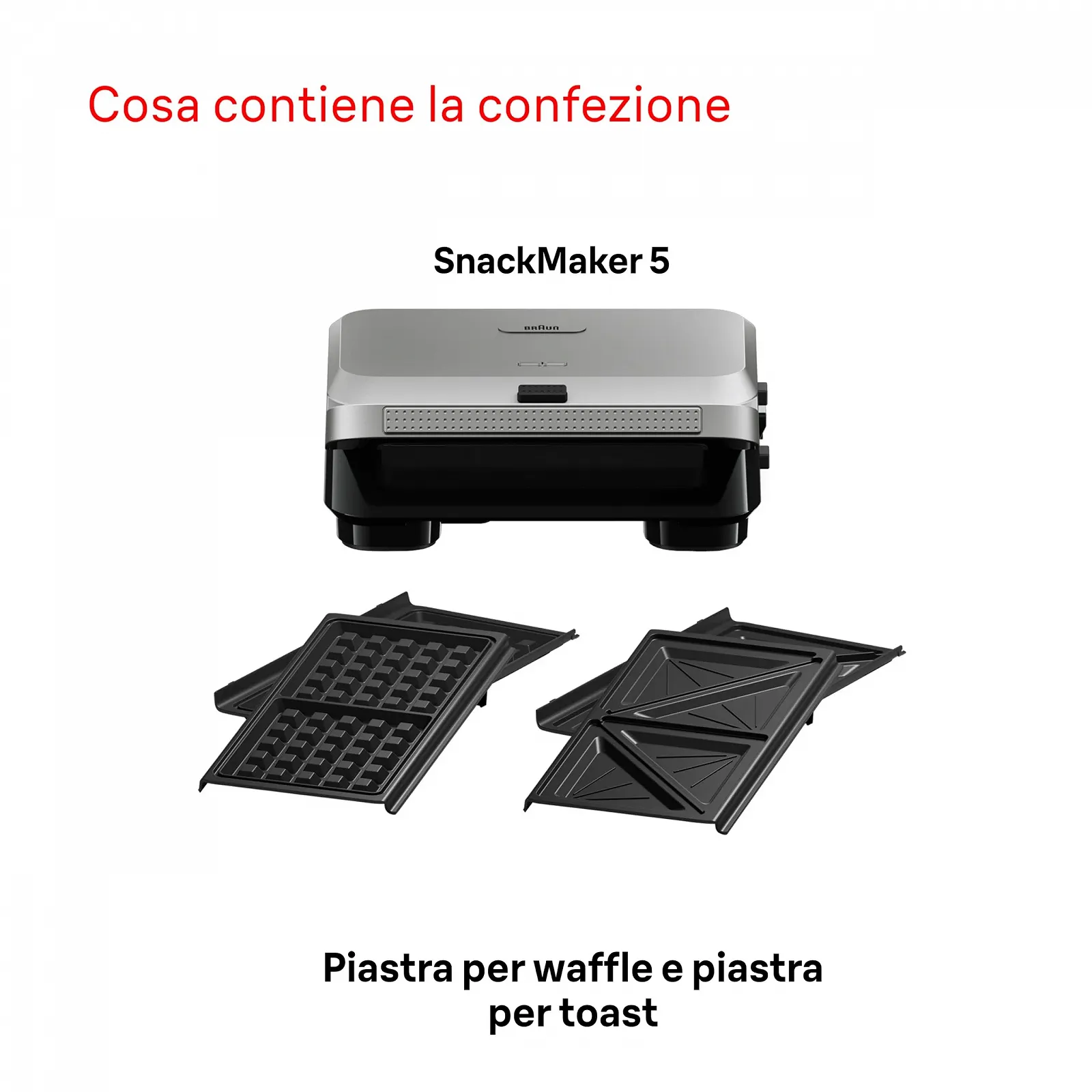 Сэндвичница Braun SnackMaker 5 SM5005 с пластинами для сэндвичей и вафель, 800 Вт, серебристая, фото №7