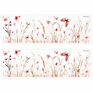 Наклейки на стіну Pack of 2 Flowers Grass Butterflies Green - Фото 1