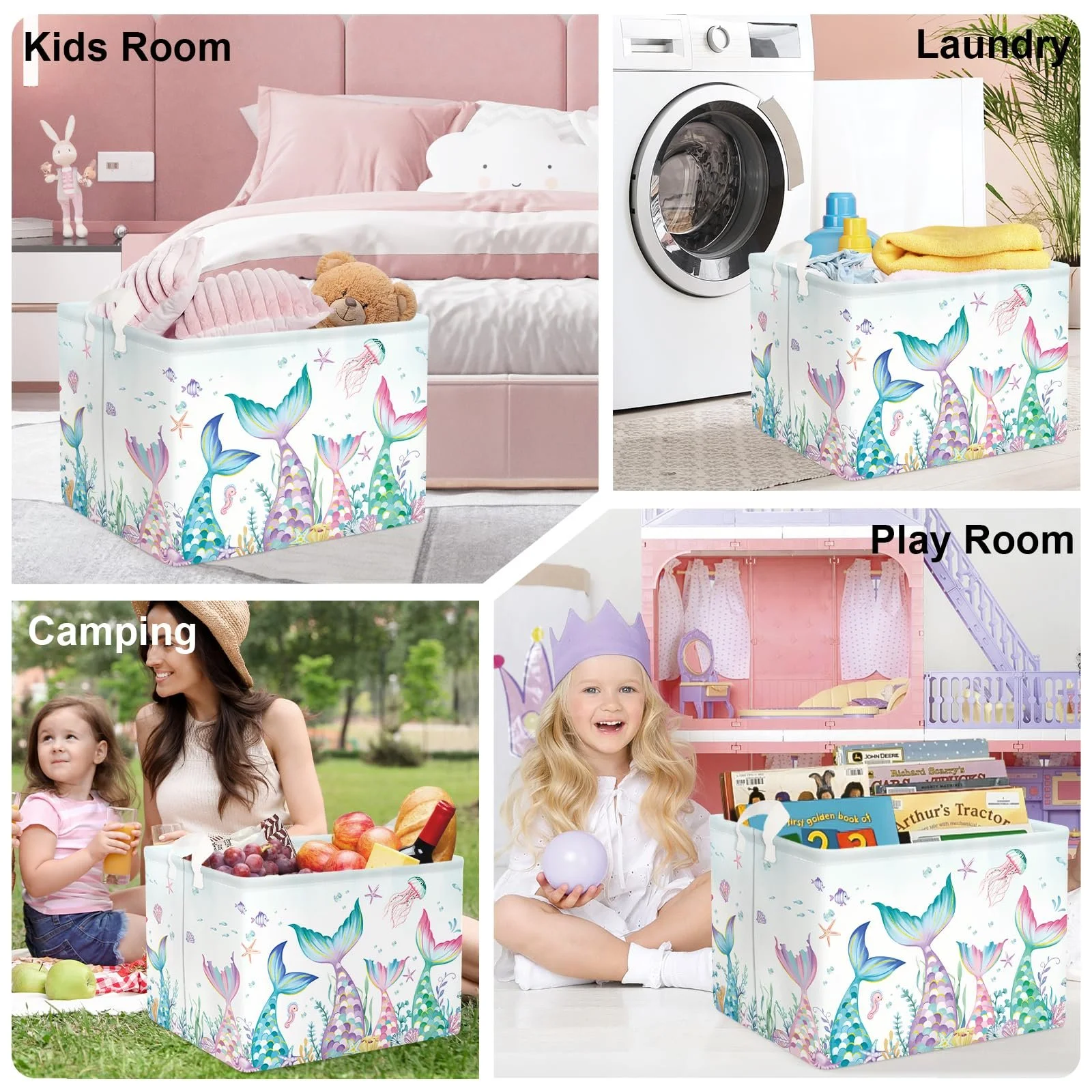 Корзина для игрушек Детская HUUMONSS Хвост Русалки для девочек Большая, фото №7 Корзина для игрушек Детская HUUMONSS Хвост Русалки для девочек Большая, фото №7