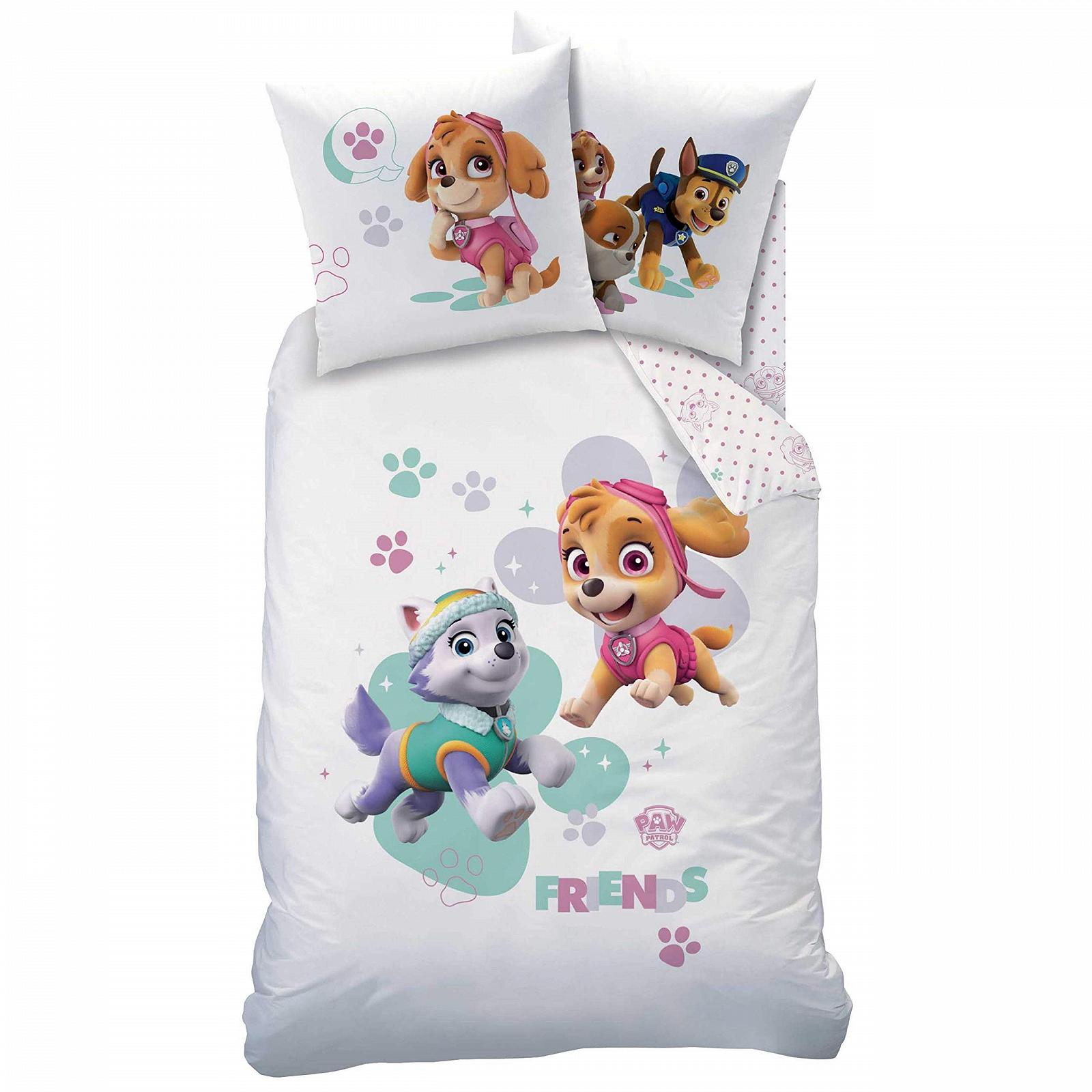 Комплект постельного белья Paw Patrol из 2 предметов для девочек Skye & Everest - 1 наволочка 80 x 80 см + 1 пододеяльник 135 x 200 см - 100% хлопок, фото №4