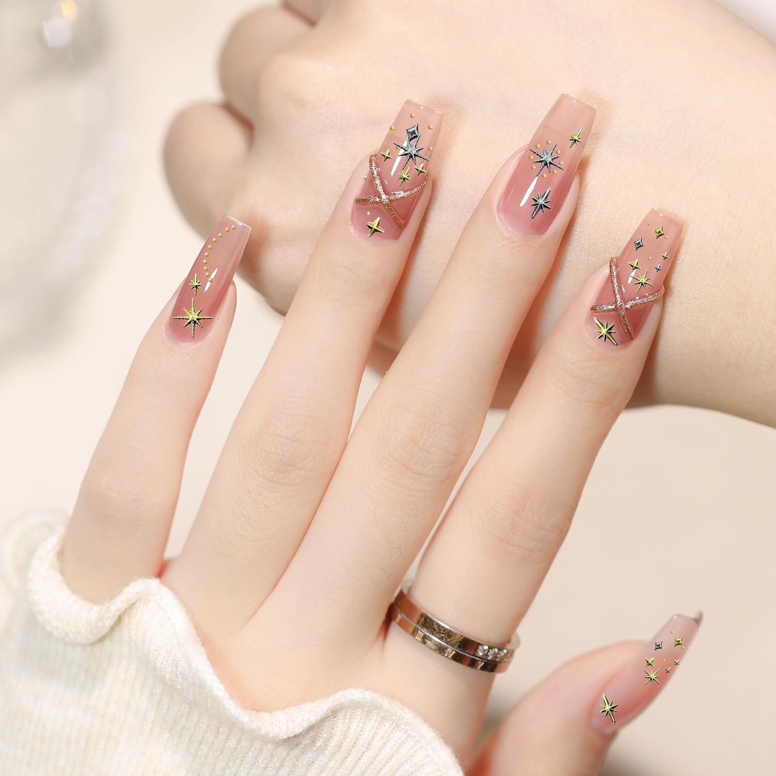 Набір бісеру зірок 3400 шт золотого та срібного кольорів,, фото №4