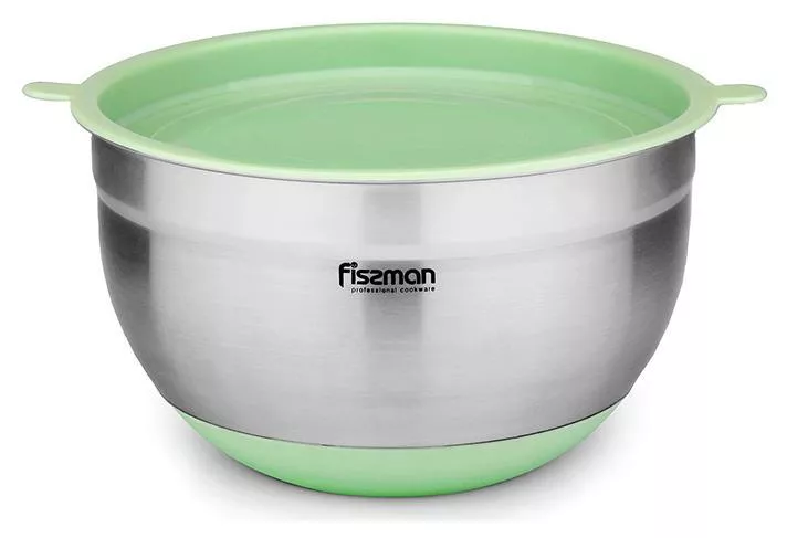 Миска Fissman MIRABELLE 3L з нержавіючої сталі з салатною пластиковою покриттям, фото №1