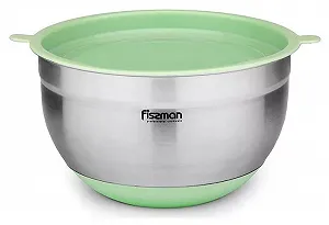 Миска Fissman MIRABELLE 3L з нержавіючої сталі з салатною пластиковою покриттям - Фото 1