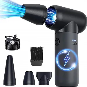 Електрична повітродувка 180 000 RPM 3 насадки 3 швидкості портативна для чищення ПК та авто - Фото 1