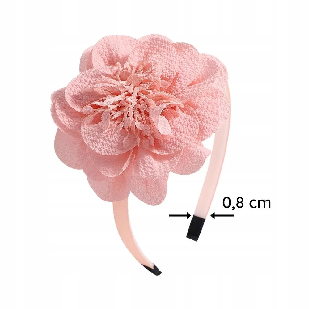 Обруч на голову з великою тканинною квіткою для дівчат Рожевий, фото №2