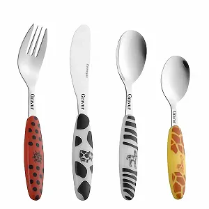 Дитячі столові прибори Safari Барвисті звірячі мотиви, нержавіюча сталь - Фото 1