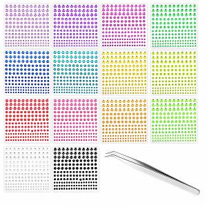 Стрази Круглі Prasacco Різнокольорові Блискучі, набір 2310 шт - Фото 1