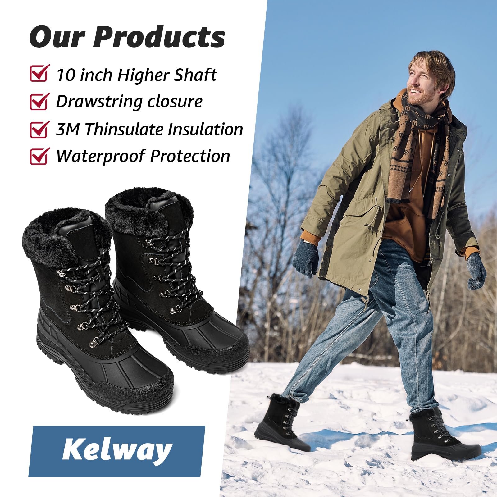 Чоловічі утеплені зимові черевики FREE SOLDIER Водонепроникні Нековзкі, фото №9