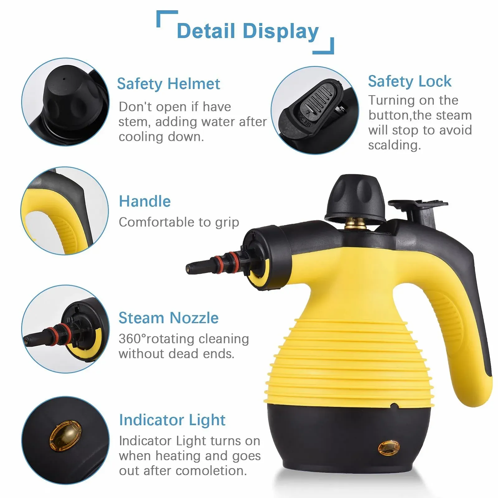 Пароочисник ручний портативний 1050 W 9 аксесуарів 3.0 bar, фото №6 Пароочисник ручний портативний 1050 W 9 аксесуарів 3.0 bar, фото №6