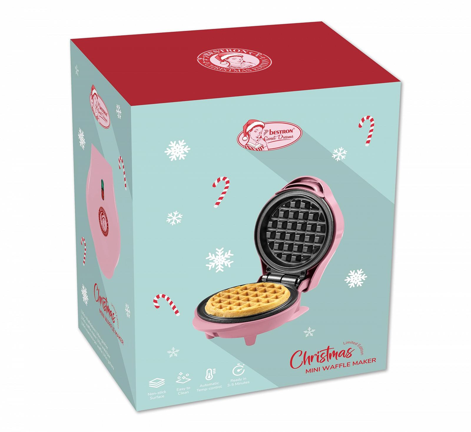 Вафельниця Bestron Mini Christmas Edition, лімітована серія, 10 см, рожева, фото №7