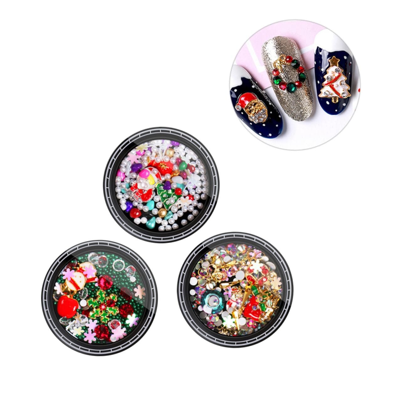 Украшение для ногтей Новогоднее 3 набора Маникюрные сплавные заклепки Украшение для ногтей для женщин, фото №4