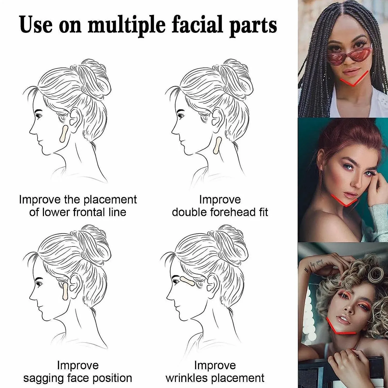 Стрічка для обличчя Faceling Invisible V Shape, прозора, для підтяжки підборіддя та щік, фото №5