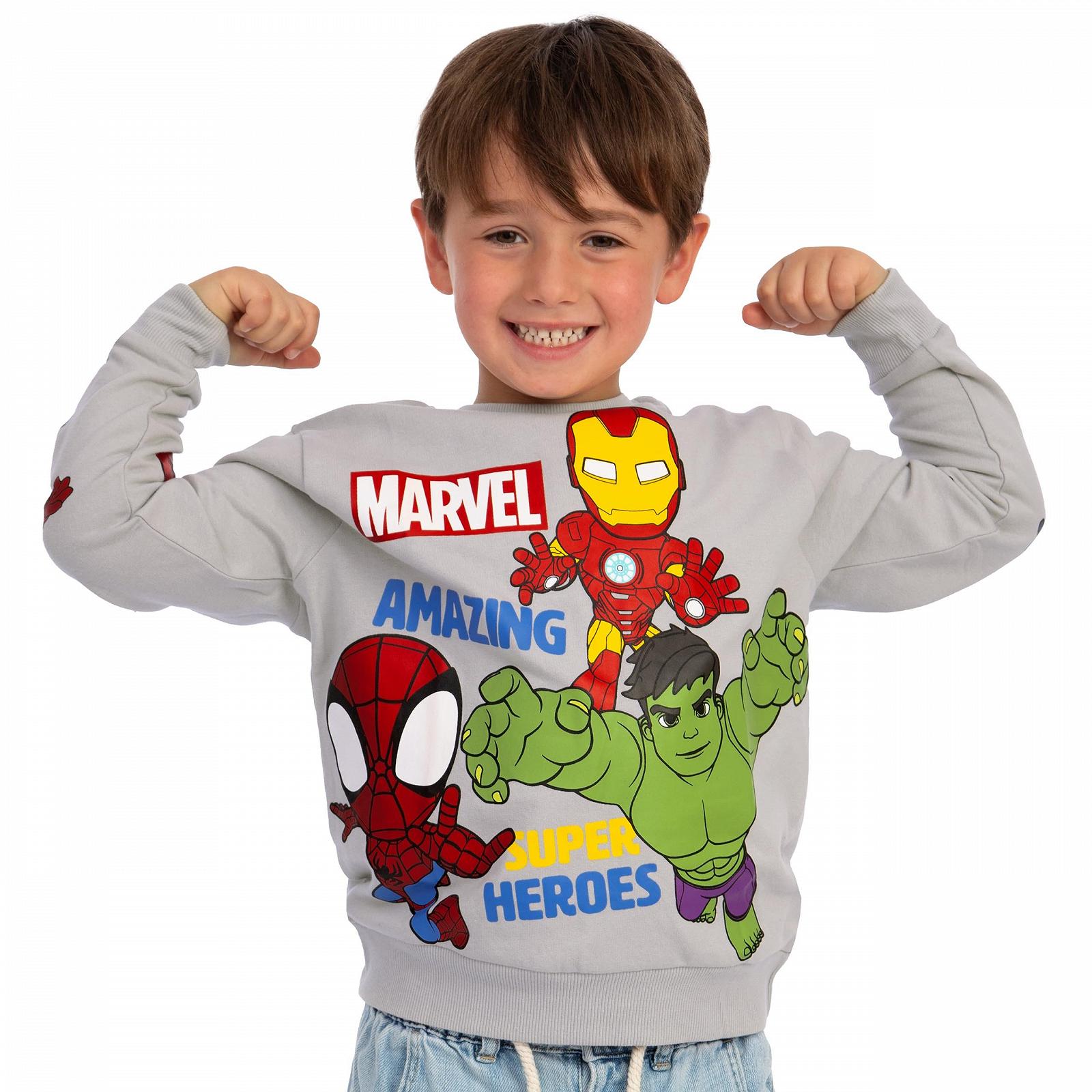 Толстовка Marvel Spidey and His Amazing Friends Серая для мальчиков, хлопковый пуловер с длинными рукавами, удобный детский пуловер, фото №6