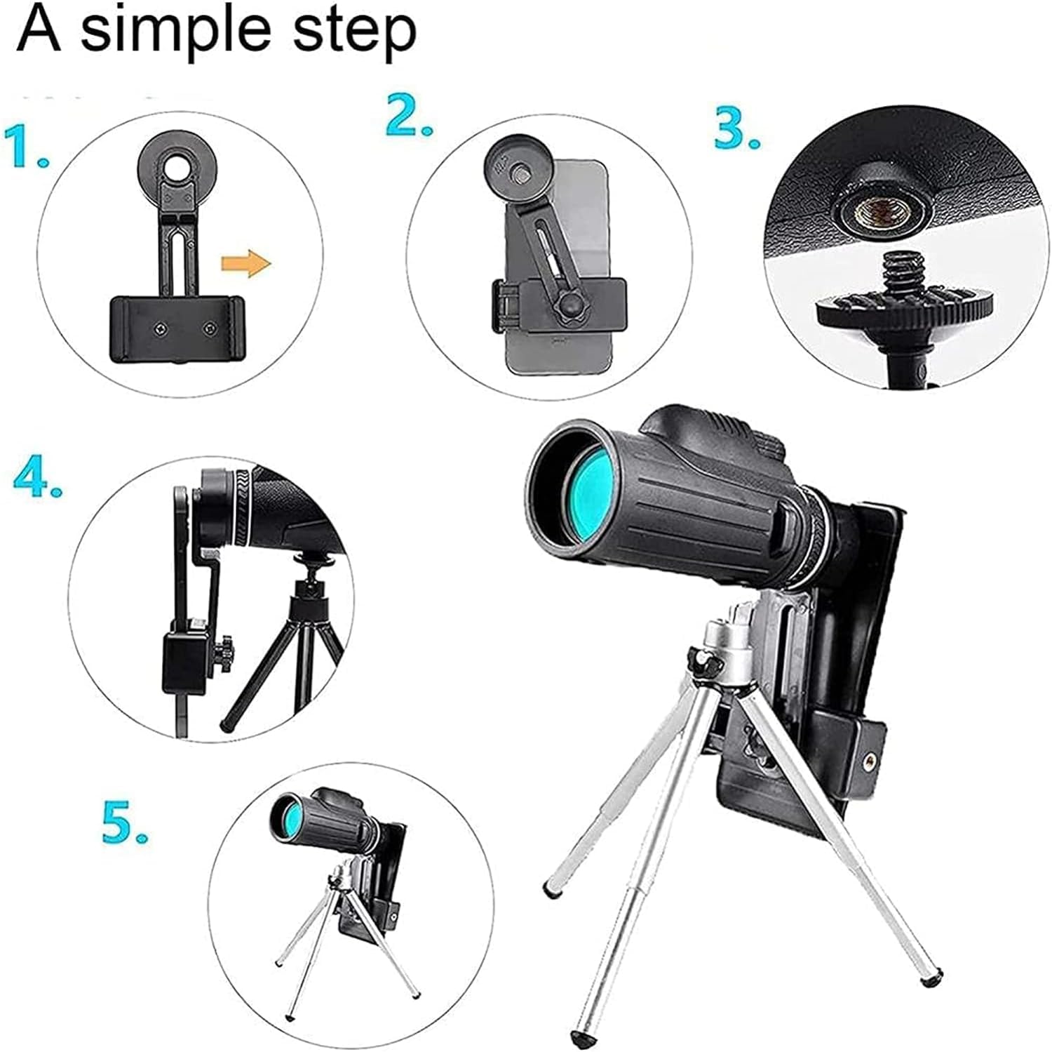 Монокуляр Телескоп 120X100 Компактний Портативний Водонепроникний Анти-Туман Шокозахищений зі Смартфоном Трипод, фото №7 Монокуляр Телескоп 120X100 Компактний Портативний Водонепроникний Анти-Туман Шокозахищений зі Смартфоном Трипод, фото №7