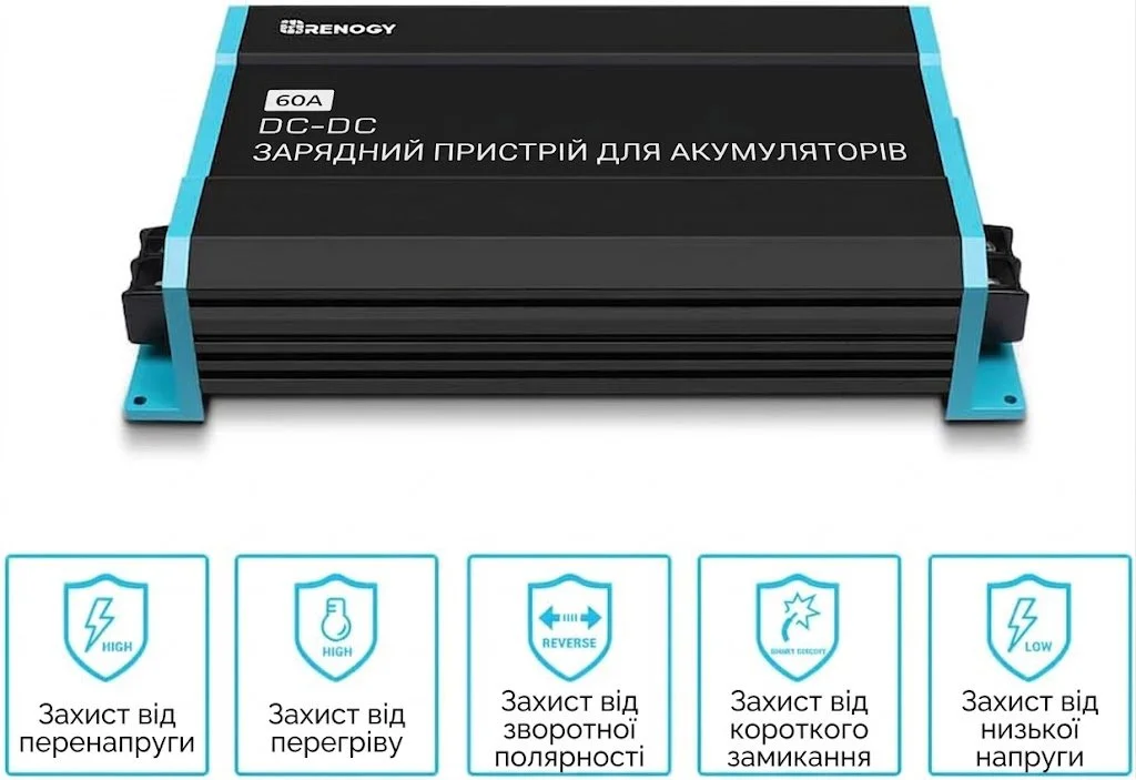 Зарядний пристрій DC-DC Renogy 12V 60A для акумуляторів (LiFePO4, AGM, Gel), фото №3