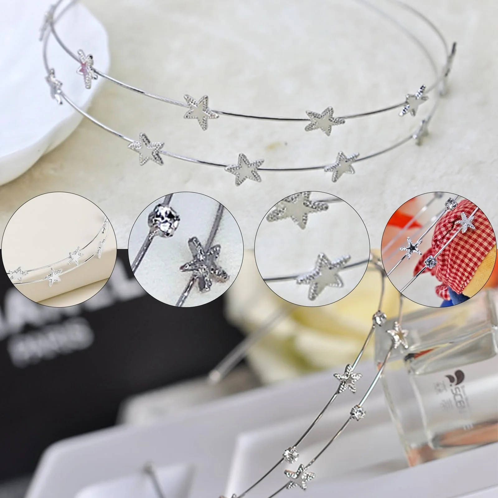 Обруч Зірки Металевий Блискучий Срібний, фото №3