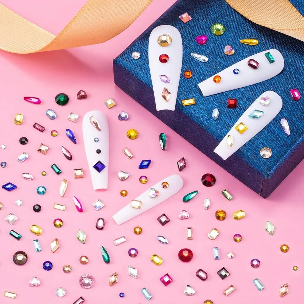 Стрази для нігтів Різні форми та розміри 460 шт різнокольорові, фото №3