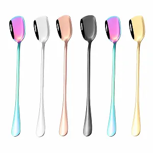 Ложка Latte Macchiato Цветная из нержавеющей стали, набор 6 штук - Фото 1