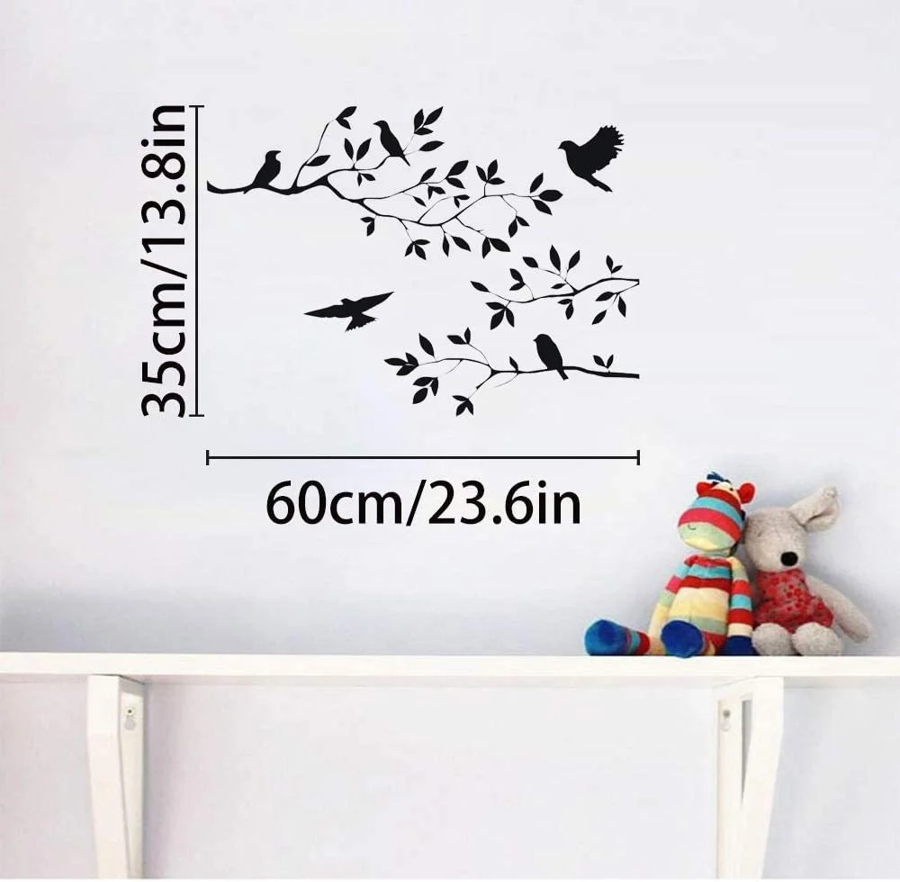 Наклейка на стіну Гілки дерев та птахи Вінілова Чорний, фото №2 Наклейка на стіну Гілки дерев та птахи Вінілова Чорний, фото №2