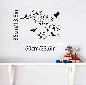 Наклейка на стіну Гілки дерев та птахи Вінілова Чорний synthetic.ua - Фото 1