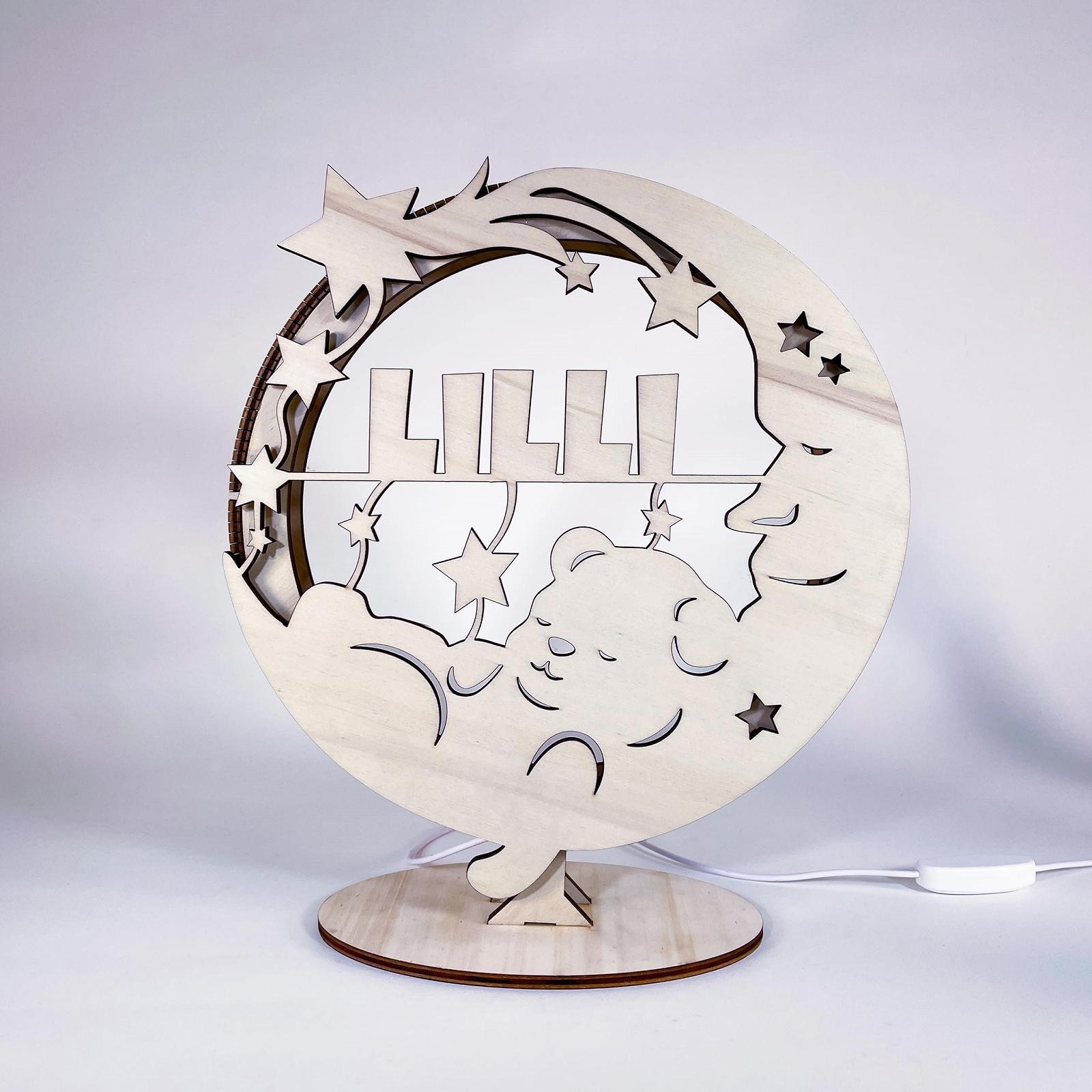 Настільна лампа Wooden Moon Personalised USB Дерев'яна, фото №1