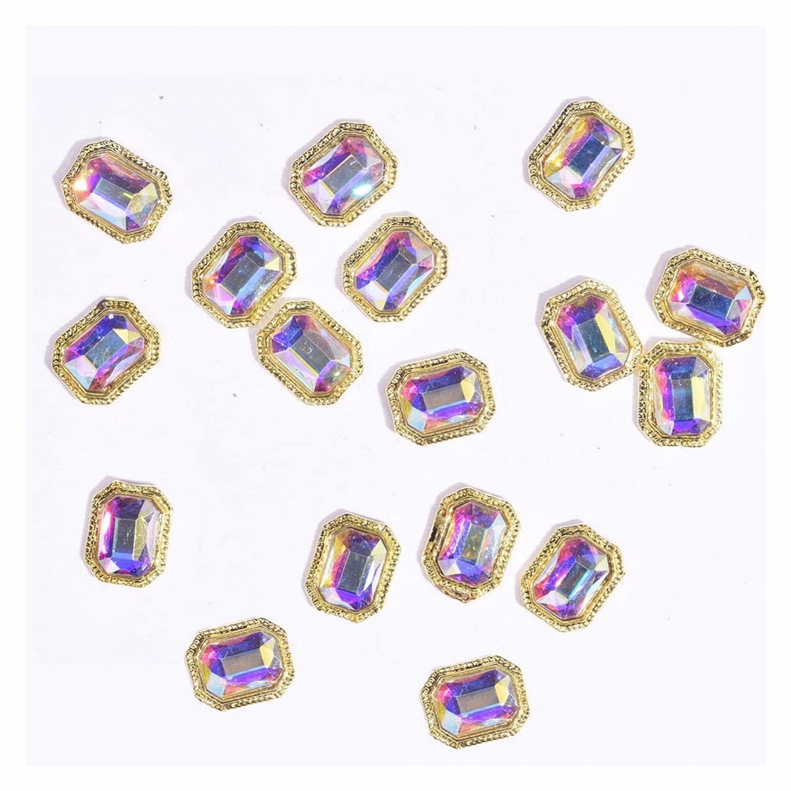 Шарми для нігтів Aqxyedc, 3D, сплав з квадратними діамантами, фото №3