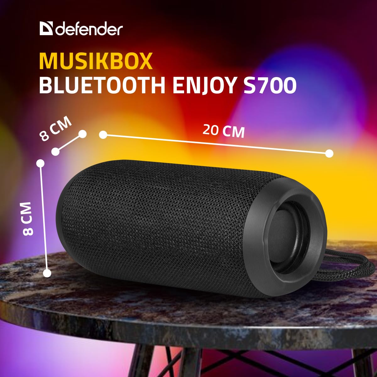Колонка Defender Enjoy S700 Bluetooth, Портативна Bluetooth 5.0 зі Стерео True Wireless, Функція Гучного Зв’язку, із FM Радіо, USB/MicroSD для Дому та Саду, фото №2