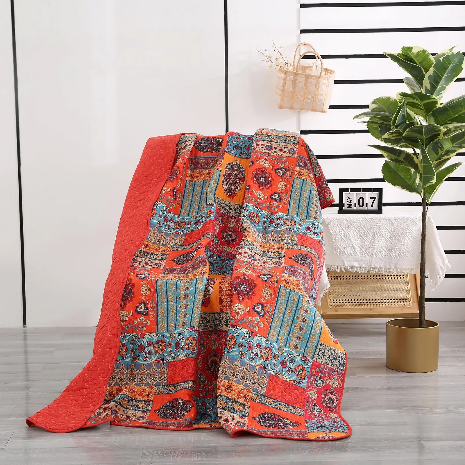 Покривало Qucover Печворк 140 x 200 см Багатокольоровий, фото №6