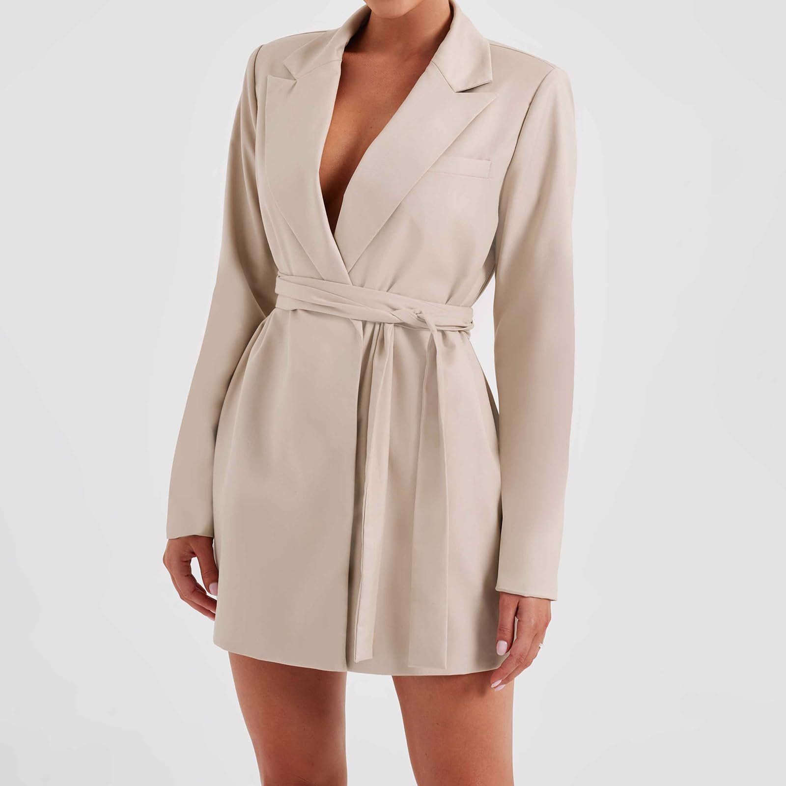 Тренч Yoisdtxc Женский Повседневный однотонный Длинный рукав, фото №4