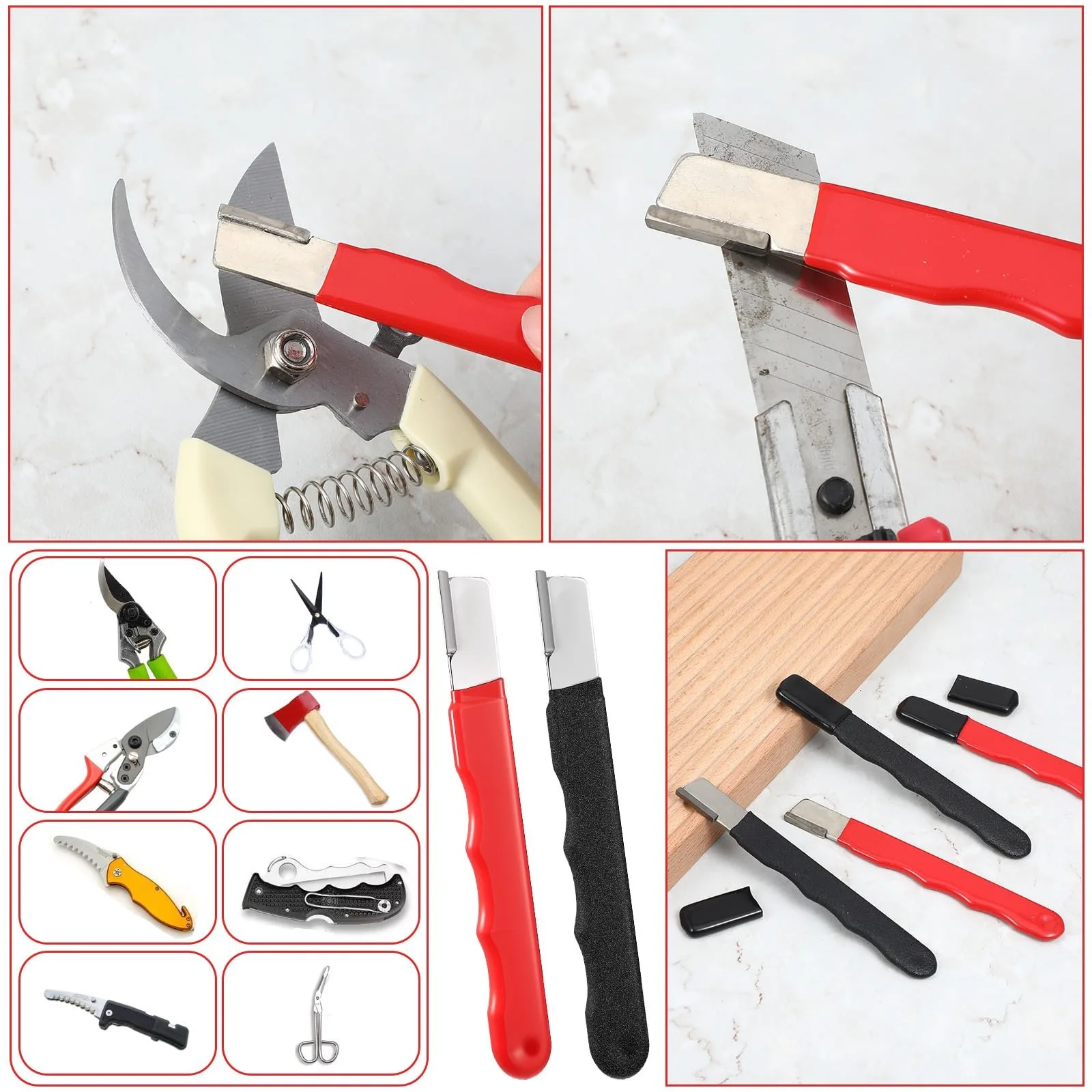 Кишенькове Точило для лез Набір 4 шт. Портативна багатофункціональна для садового інструменту сокир та ножиць, фото №7