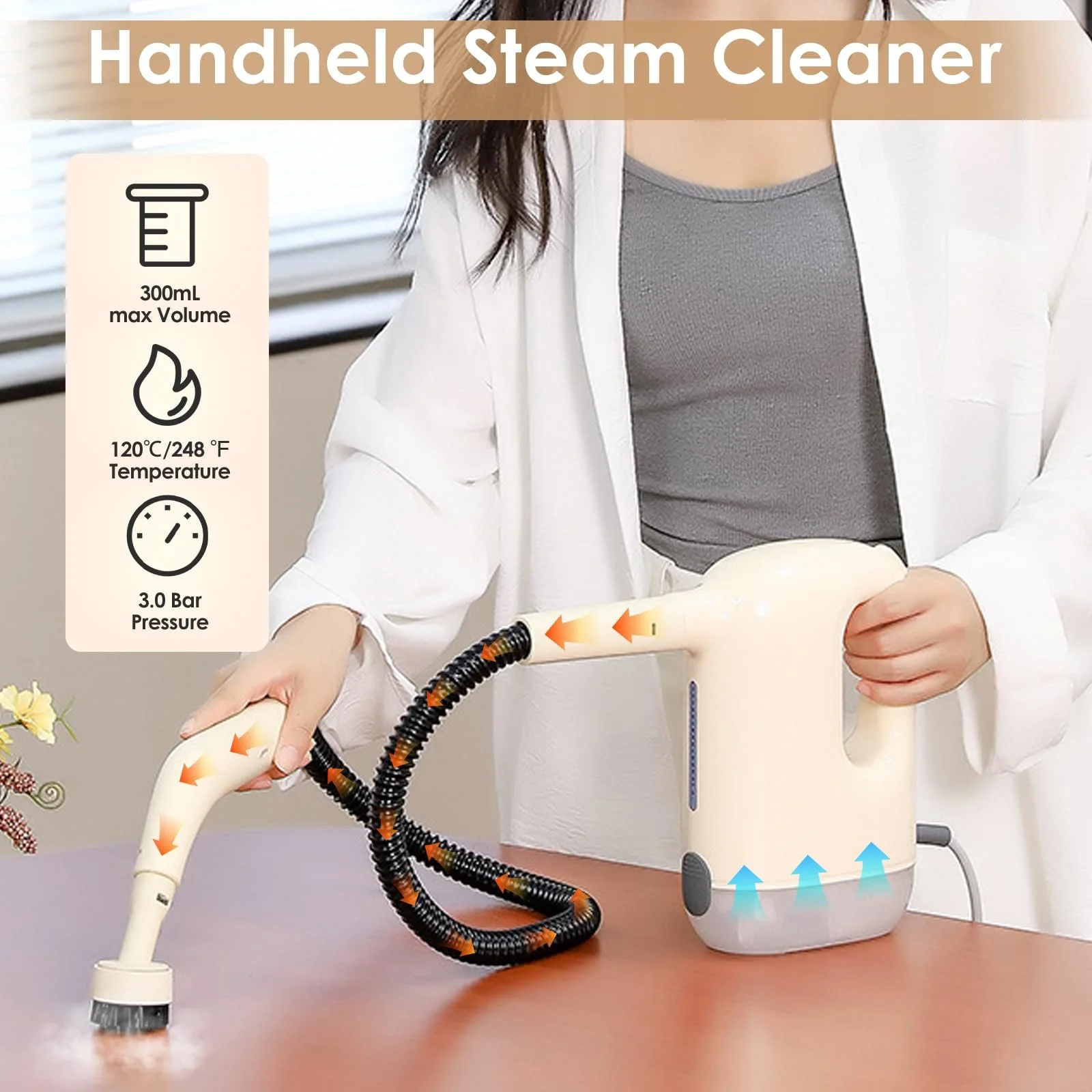 Пароочиститель ручной 1200 Вт 300 мл 3 бар, фото №2