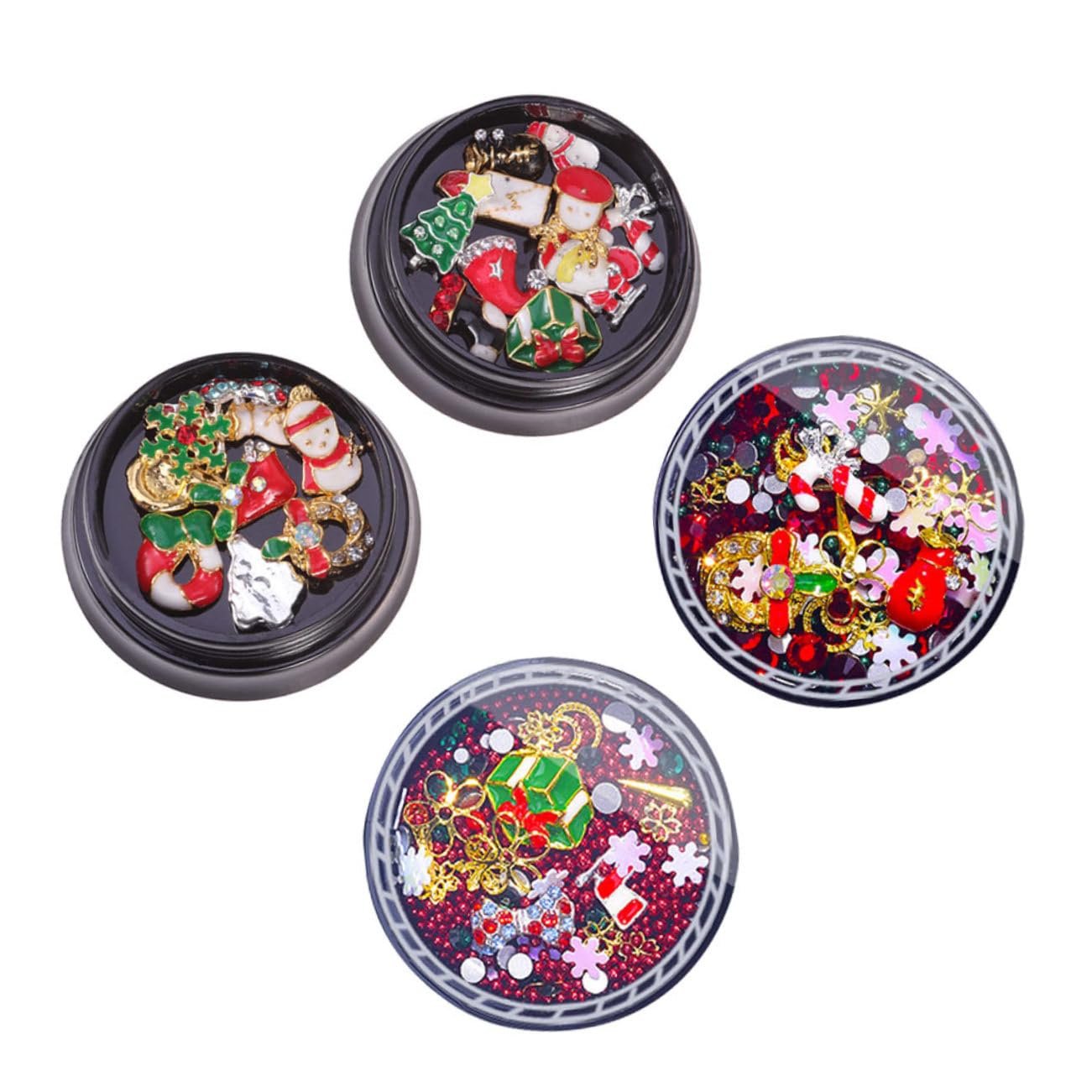 Стразы для ногтей FRCOLOR Рождественские 3D-шармы для маникюра 4 коробки * 2, фото №3