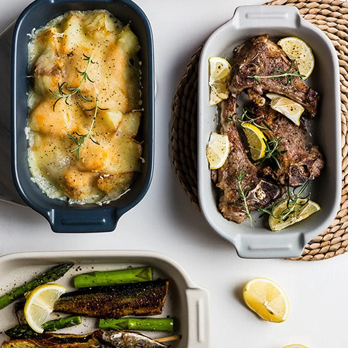 Набор форм для запекания прямоугольные керамические глубокие с двойными ручками 2 шт., фото №4 Набор форм для запекания прямоугольные керамические глубокие с двойными ручками 2 шт., фото №4