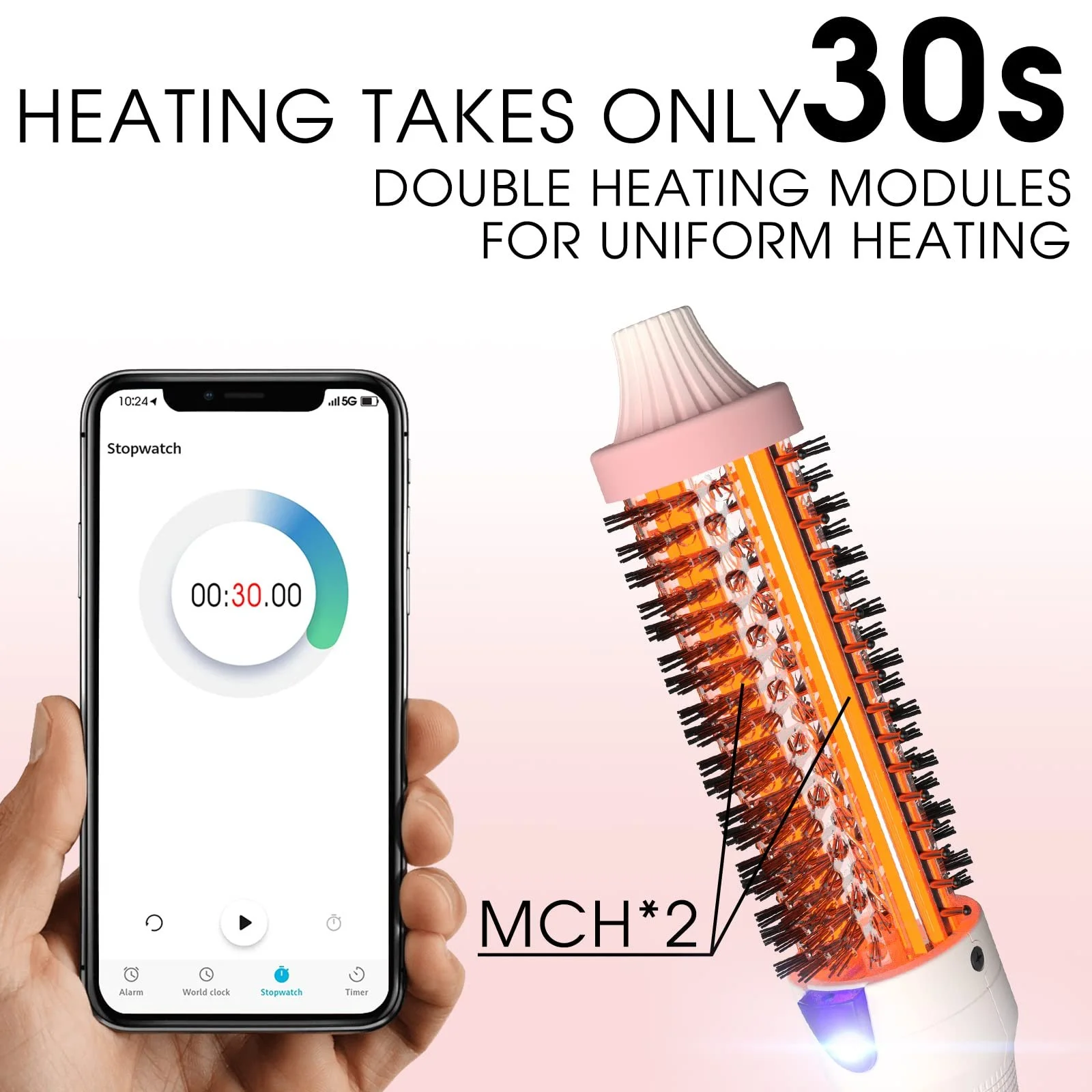 Термощетка K&K Keratin Thermal Brush 32 мм Ионная Розовая, фото №5