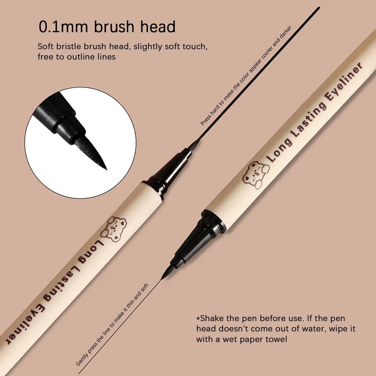 Підводка для очей Cute Bear Slender Водостійка та стійка до поту Тонка Squarepants для початківців, фото №4