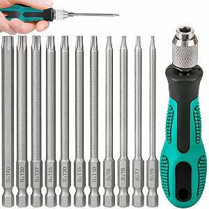Комплект отверток Torx 100 мм T6-T40 Магнитные звёздные ручка Длинный шестигранный стержень S2 сталь Звёздная головка - Фото 1