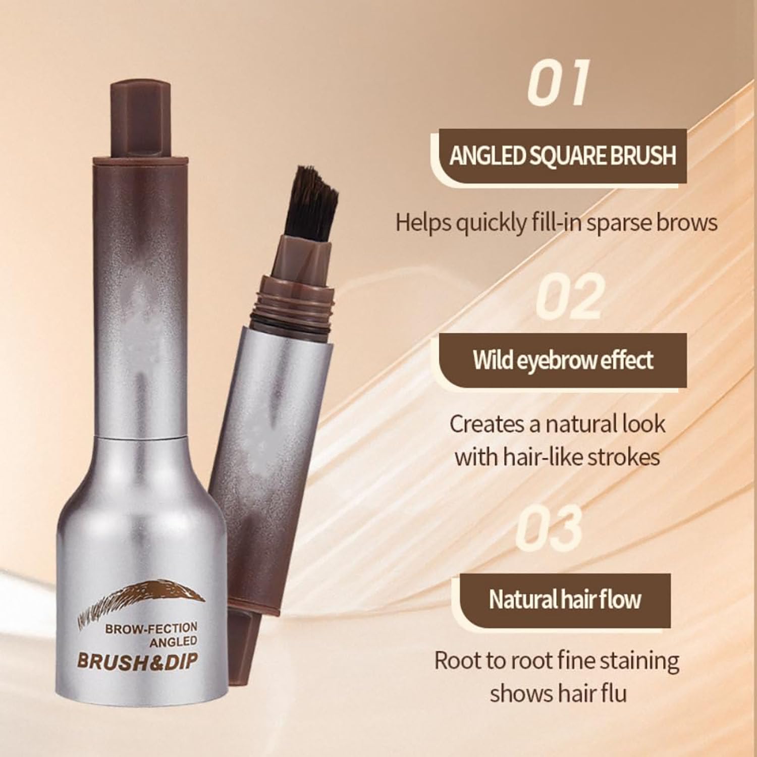 Кисть-фломастер Brow-Fection для брів водостійкий довготривалий Auburn Chocolate, фото №5